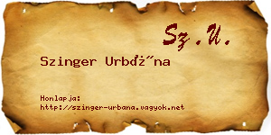 Szinger Urbána névjegykártya